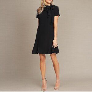 CeCe short sleeve A-line ruffled neck dress - Black/4